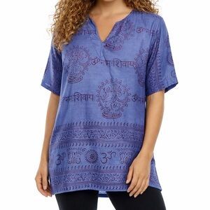 Earthbound Trading Co Rayon Blue Tunic Sz Medium